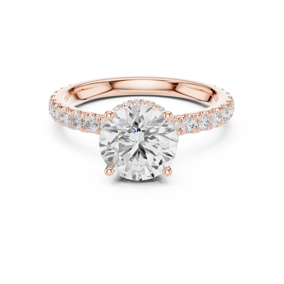 Timeless Round Cut Diamond Engagement Ring with Pavé Side Stone Accents accent stones classic look