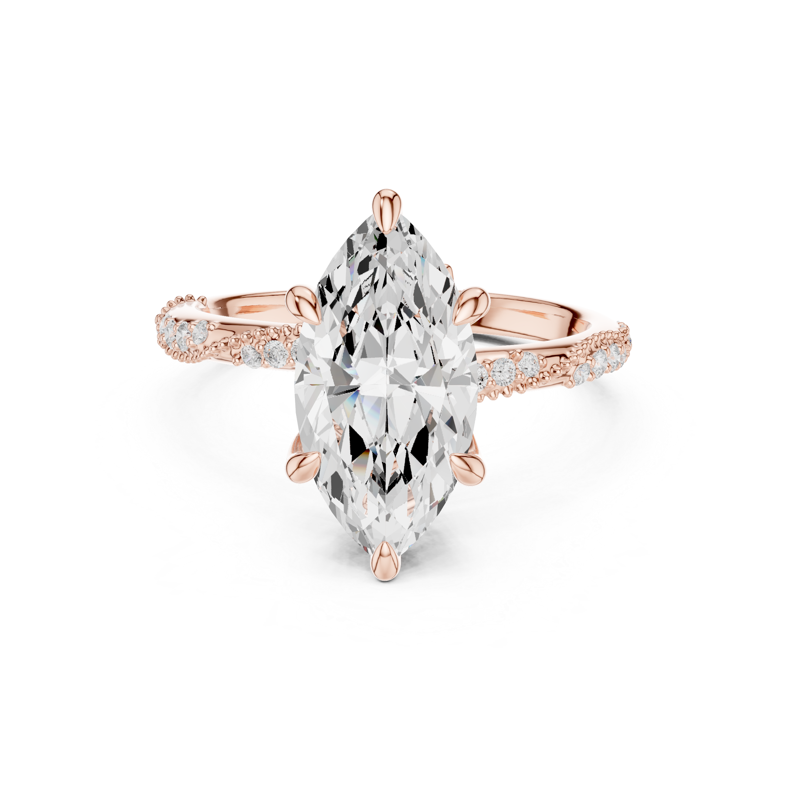 Marquise Cut Diamond Engagement Ring with Pavé Side Stone Elegance