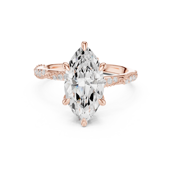 Marquise Cut Diamond Engagement Ring with Pavé Side Stone Elegance
