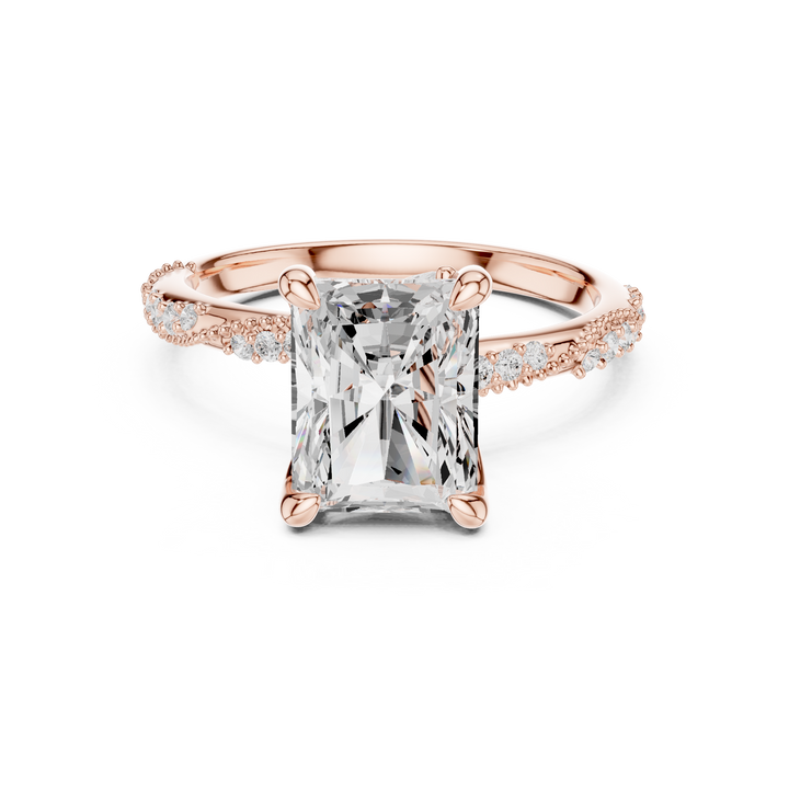 Radiant Cut Diamond Pavé Side Stone Engagement Ring