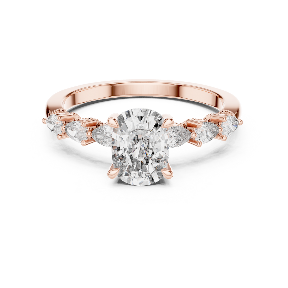 Emerald Cut Diamond Three Stone Engagement Ring