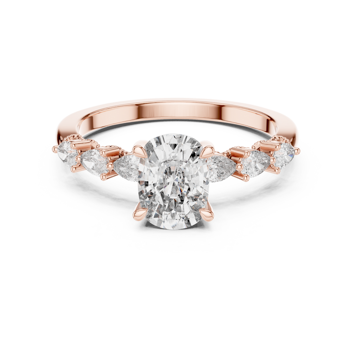 Emerald Cut Diamond Three Stone Engagement Ring