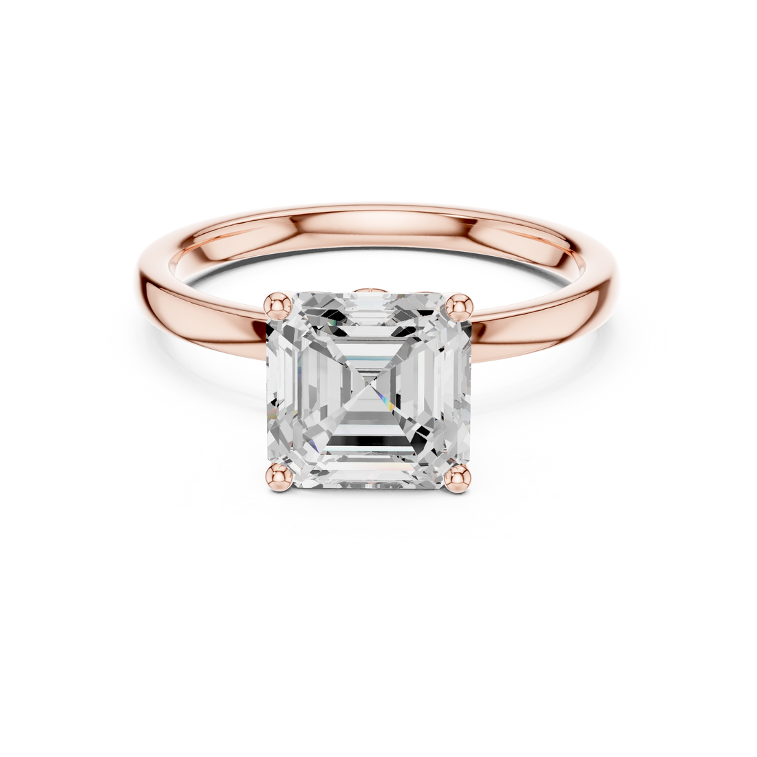 Sparkling Asscher Cut Diamond Solitaire Engagement Ring Classic Elegance close-up accent detail