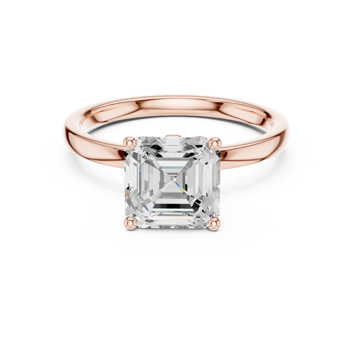 Sparkling Asscher Cut Diamond Solitaire Engagement Ring Classic Elegance close-up accent detail