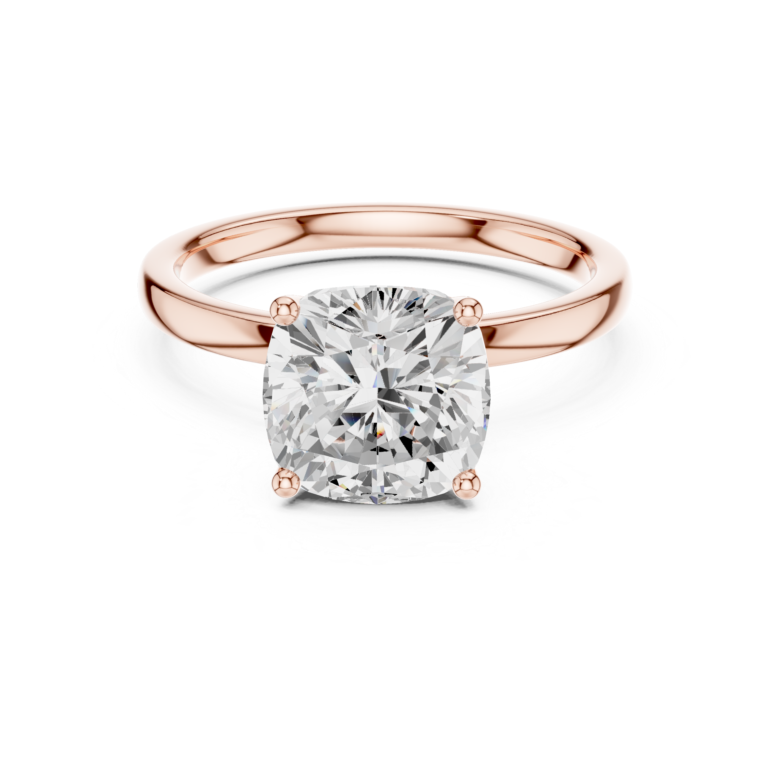Sparkling Cushion Cut Diamond Solitaire Engagement Ring with Classic Prong Setting close-up accent detail