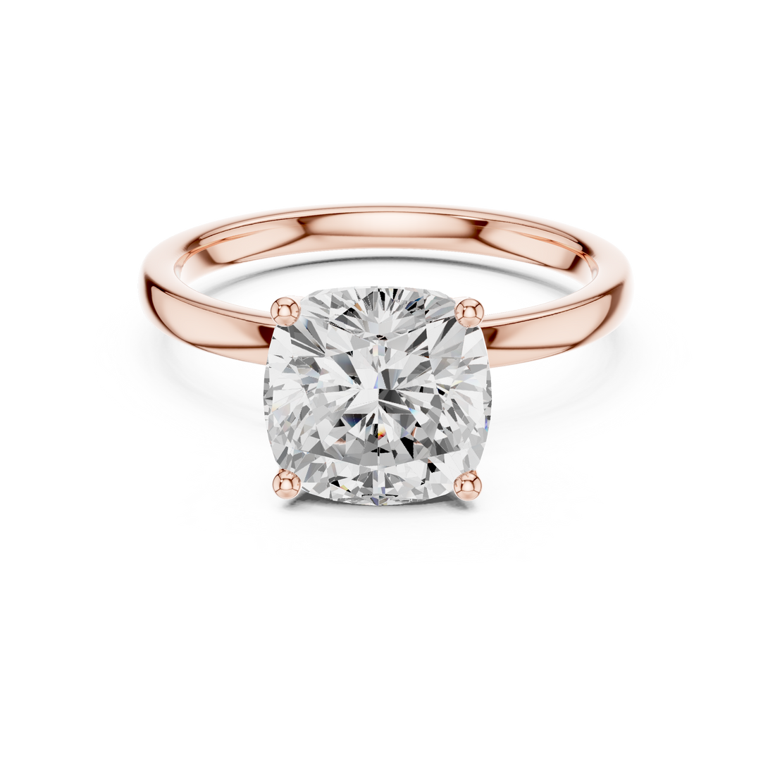 Sparkling Cushion Cut Diamond Solitaire Engagement Ring with Classic Prong Setting close-up accent detail