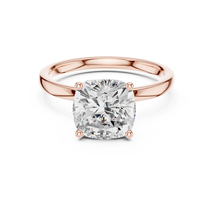 Sparkling Cushion Cut Diamond Solitaire Engagement Ring with Classic Prong Setting close-up accent detail