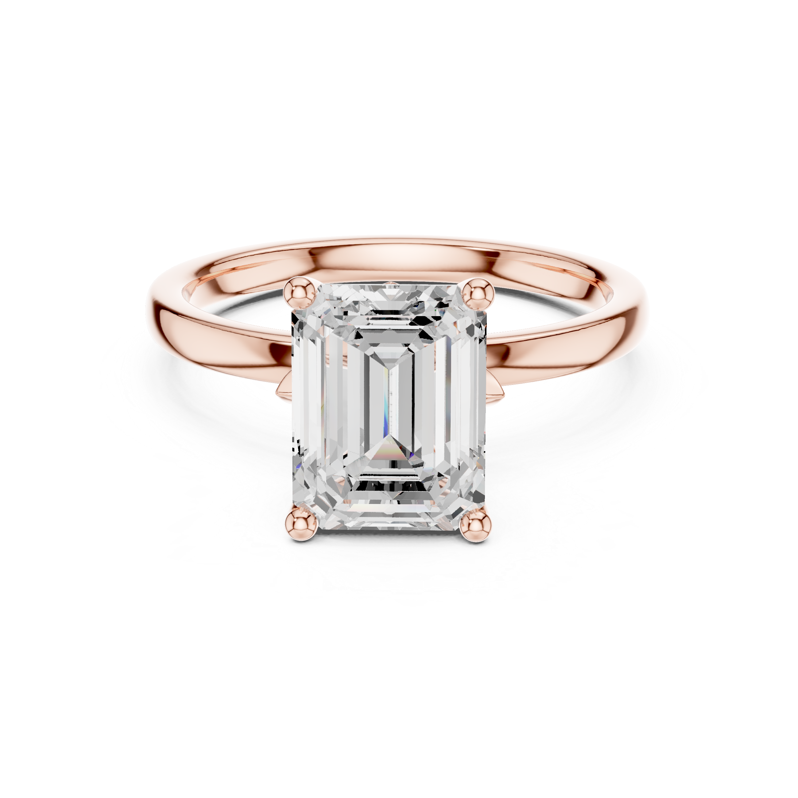 Sparkling Emerald Cut Diamond Solitaire Ring with Hidden Accent Diamonds close-up accent detail