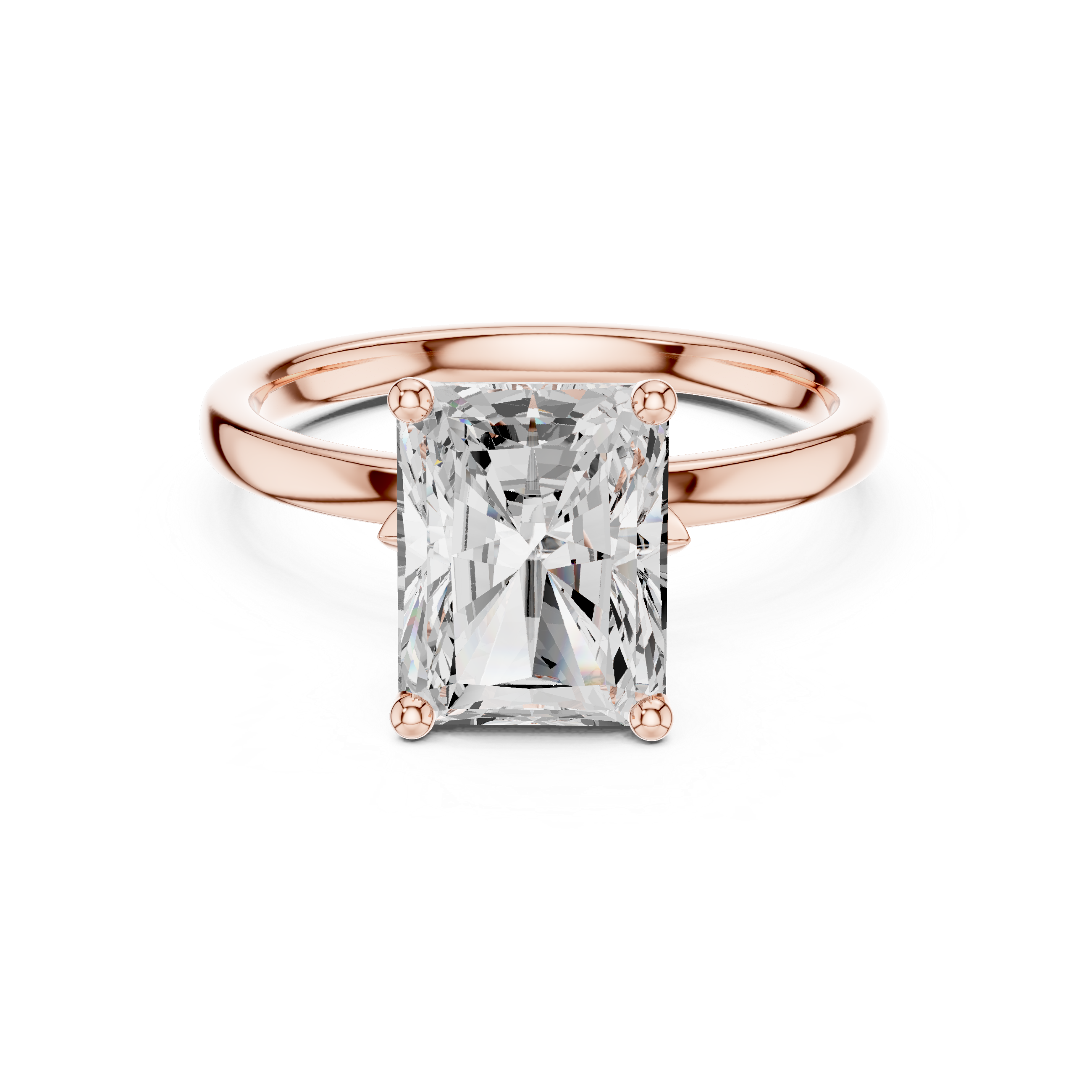 Timeless Radiant Cut Diamond Solitaire Engagement Ring with Classic Prong Setting accent stones classic look
