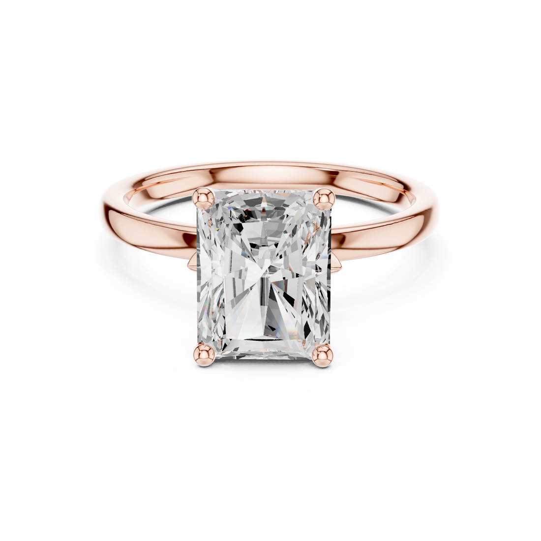 Timeless Radiant Cut Diamond Solitaire Engagement Ring with Classic Prong Setting accent stones classic look