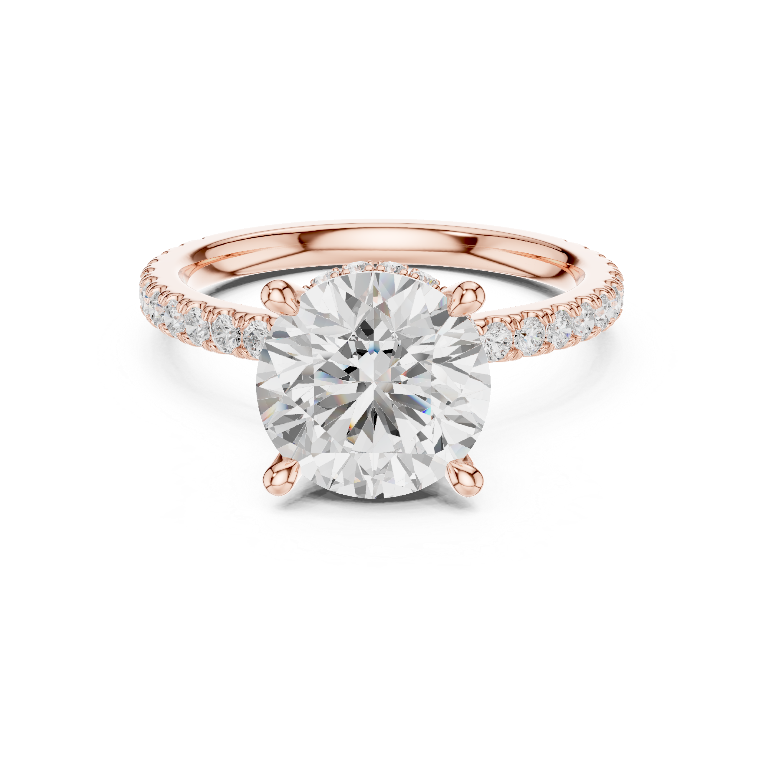 Trendy Adjustable Round Cut Diamond Pavé Engagement Ring with Classic Solitaire Design contemporary design for comfortable daily wear