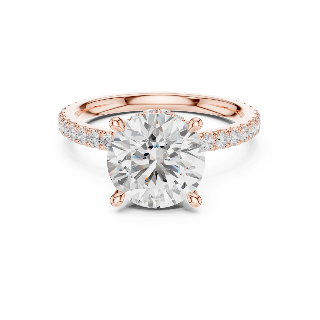 Trendy Adjustable Round Cut Diamond Pavé Engagement Ring with Classic Solitaire Design contemporary design for comfortable daily wear