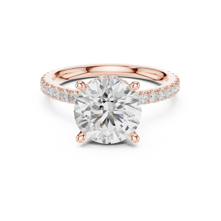 Trendy Adjustable Round Cut Diamond Pavé Engagement Ring with Classic Solitaire Design contemporary design for comfortable daily wear