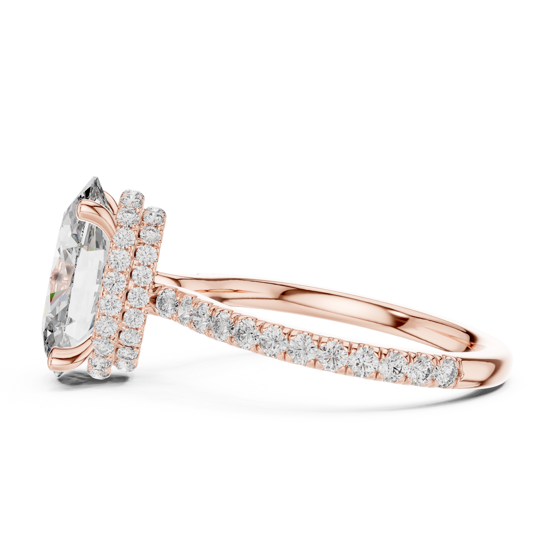 Cushion Cut Diamond Solitaire with Pavé Band