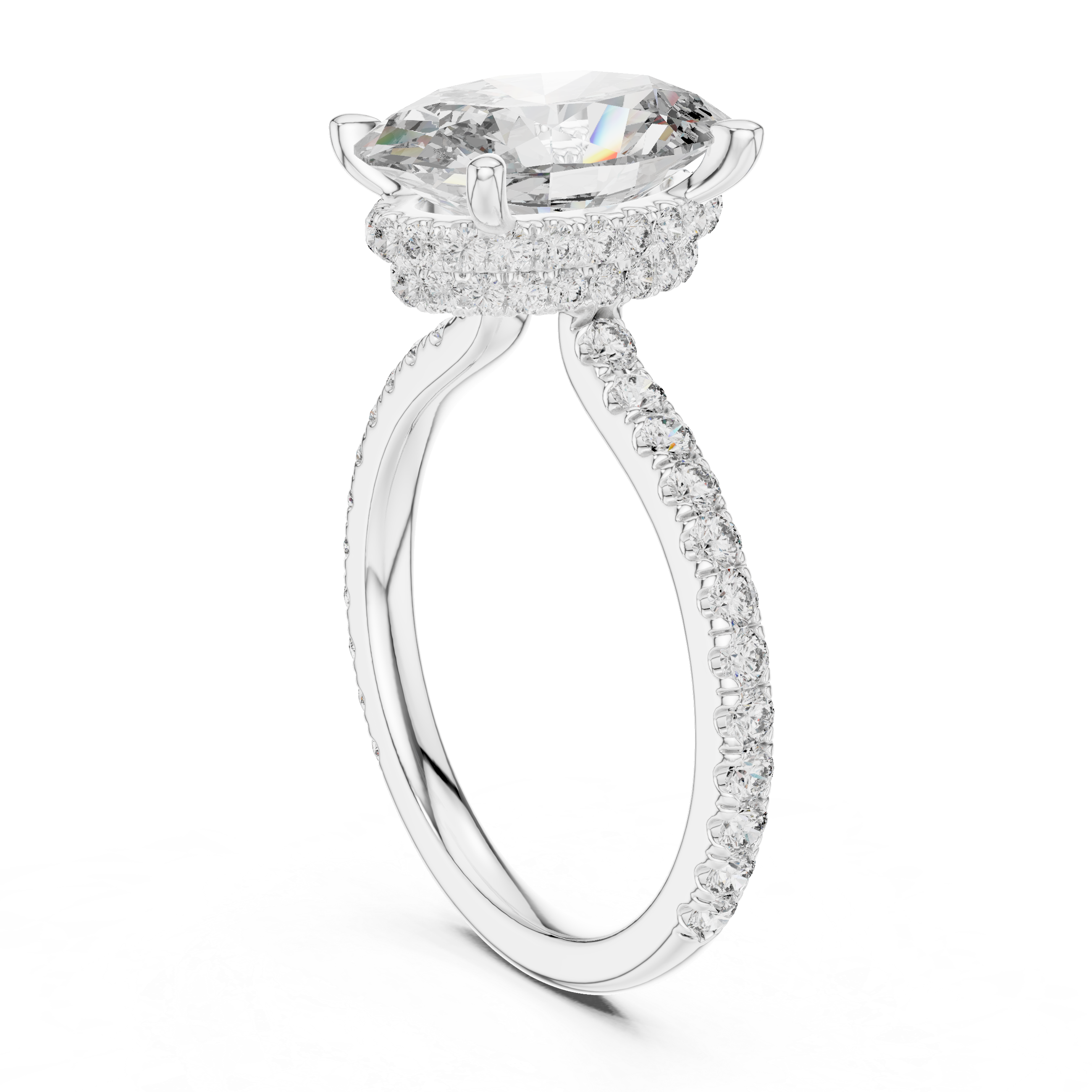 Cushion Cut Diamond Solitaire with Pavé Band