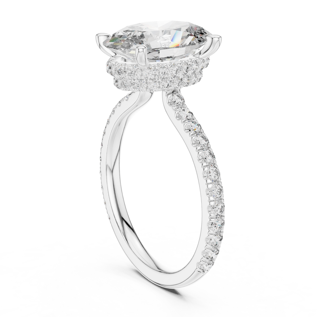 Cushion Cut Diamond Solitaire with Pavé Band