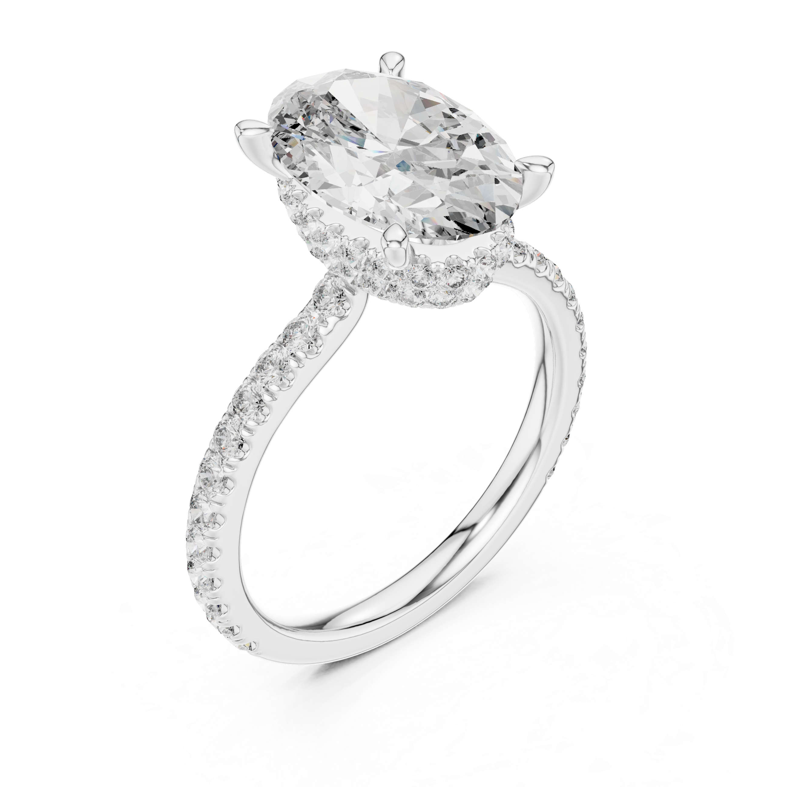 Cushion Cut Diamond Solitaire with Pavé Band
