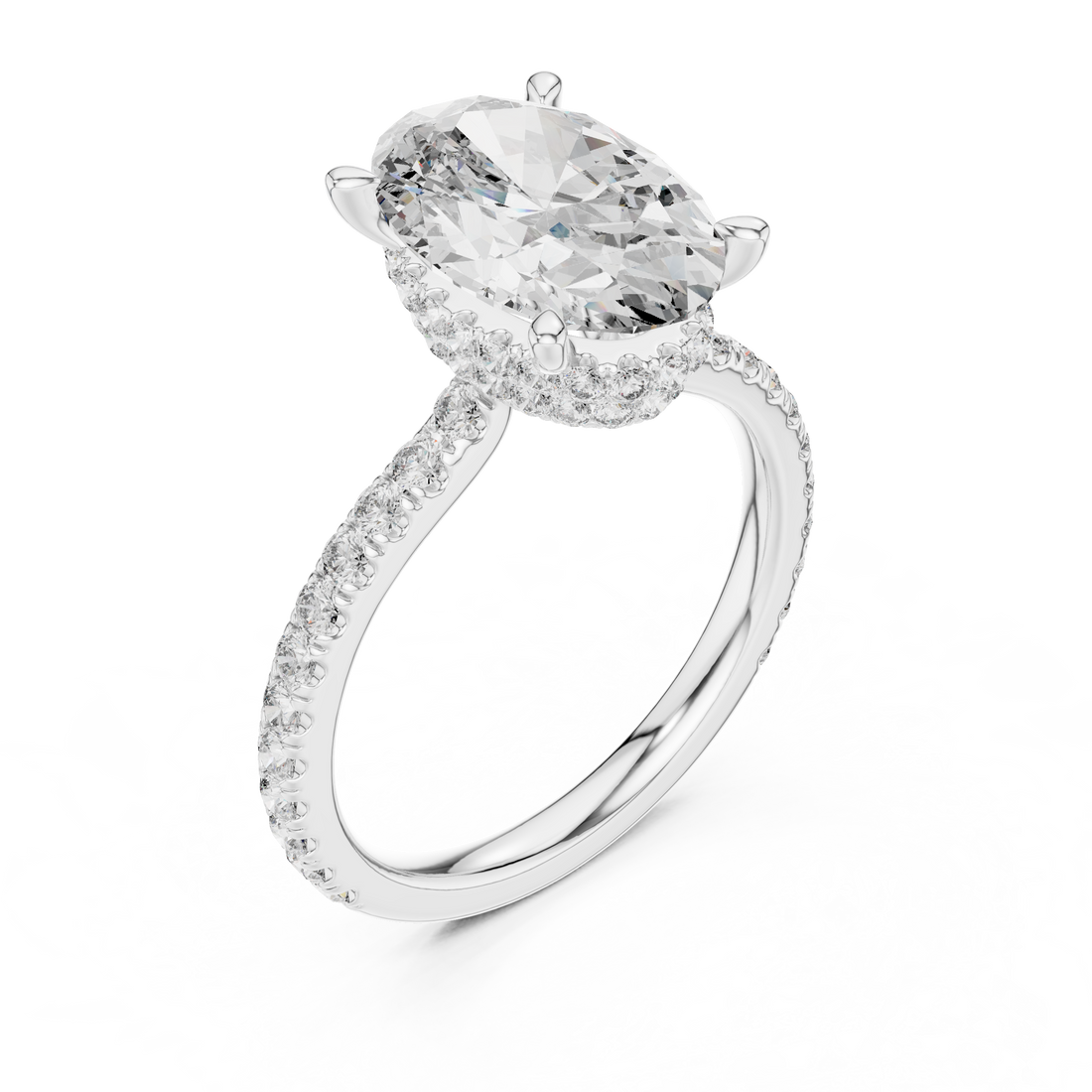 Cushion Cut Diamond Solitaire with Pavé Band