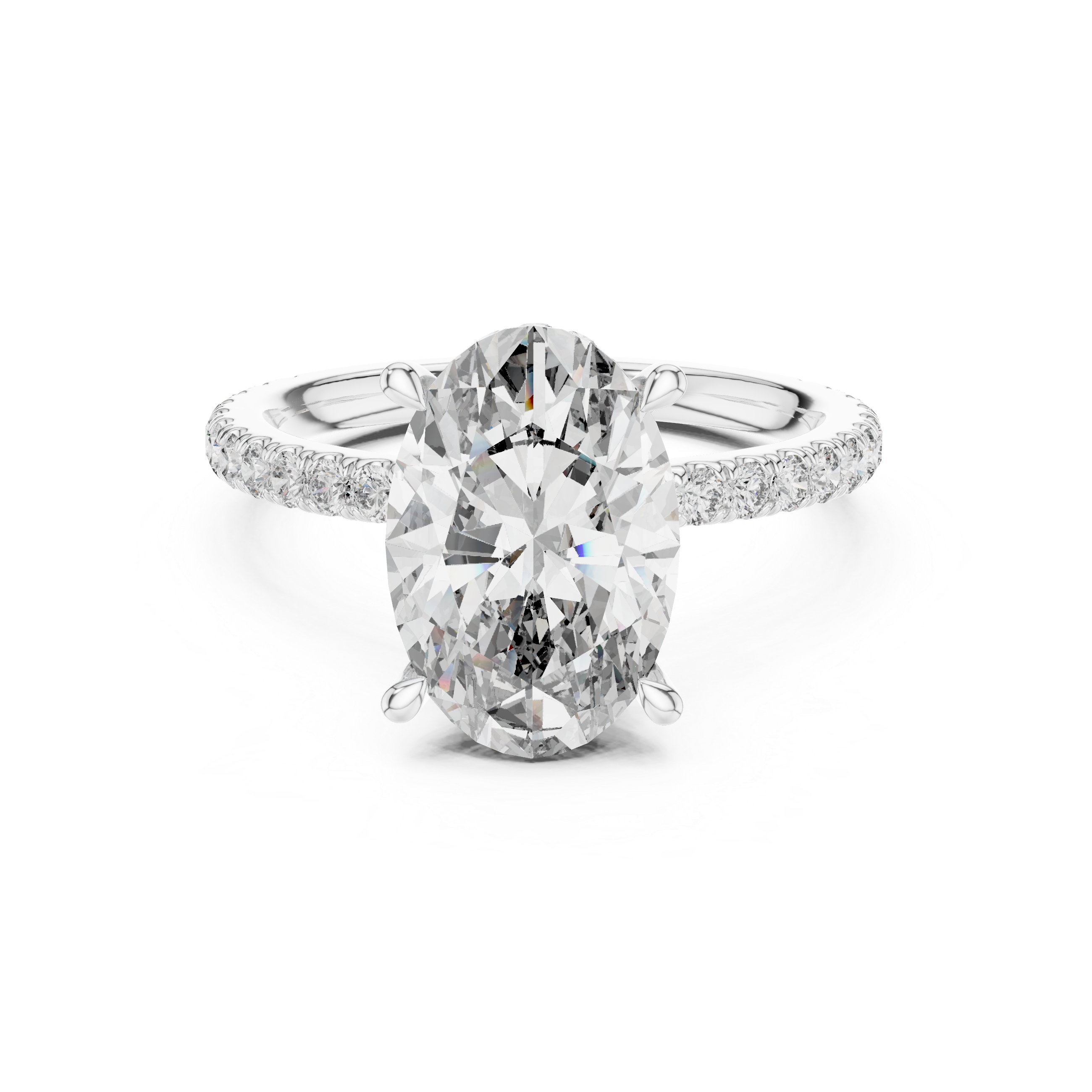 Cushion Cut Diamond Solitaire with Pavé Band