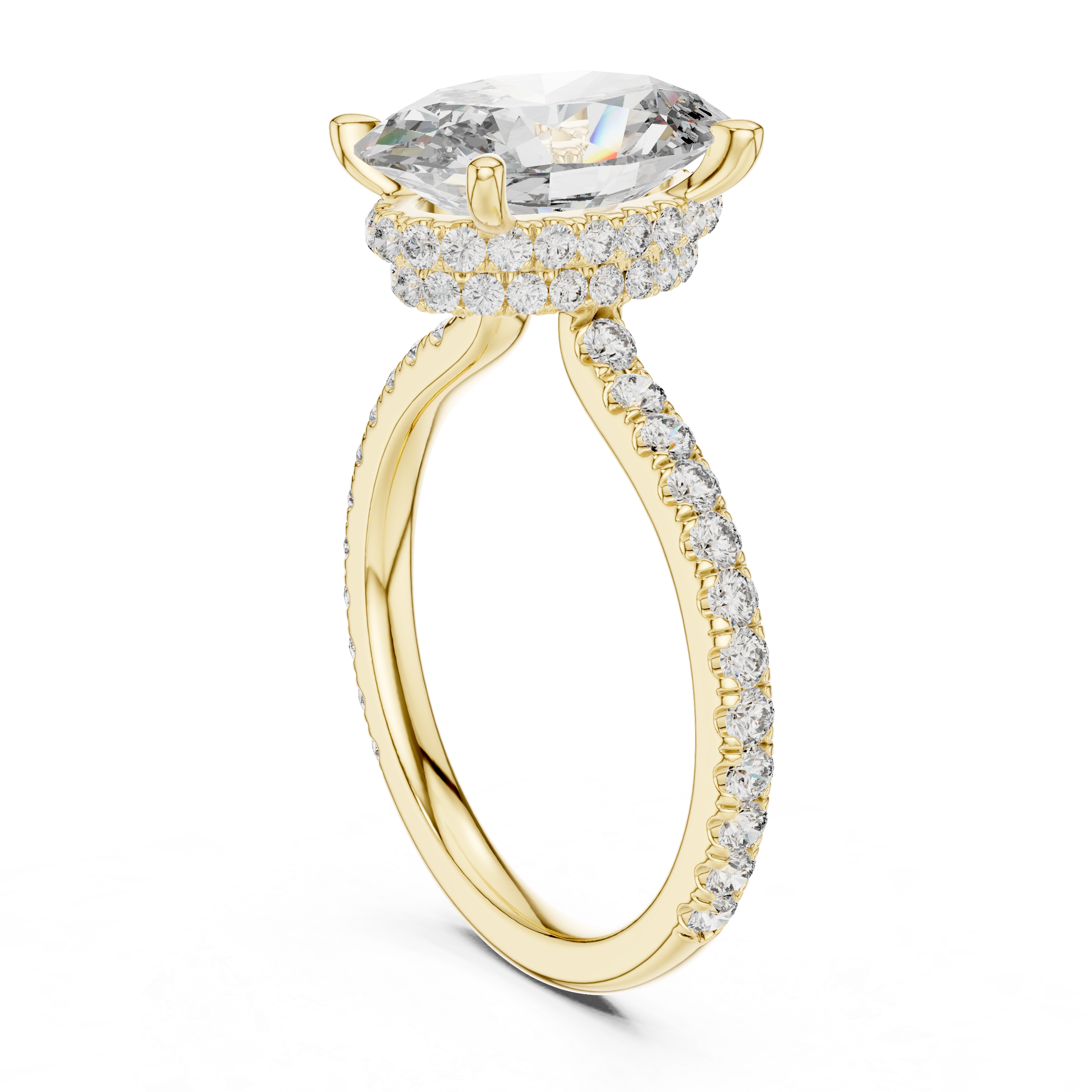 Cushion Cut Diamond Solitaire with Pavé Band
