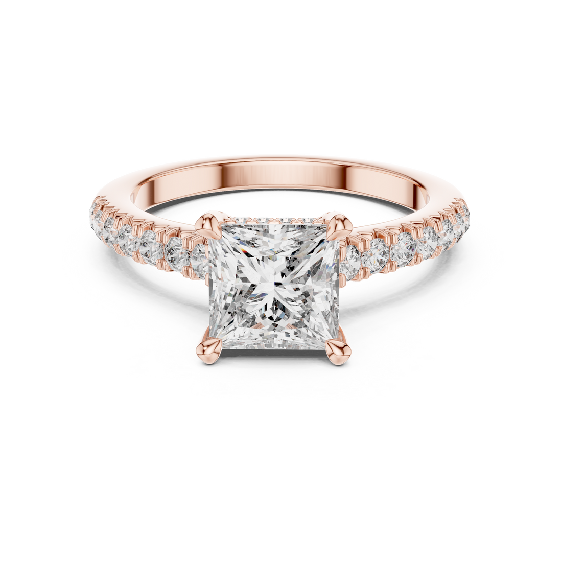 Princess Cut Diamond Solitaire with Pavé Band