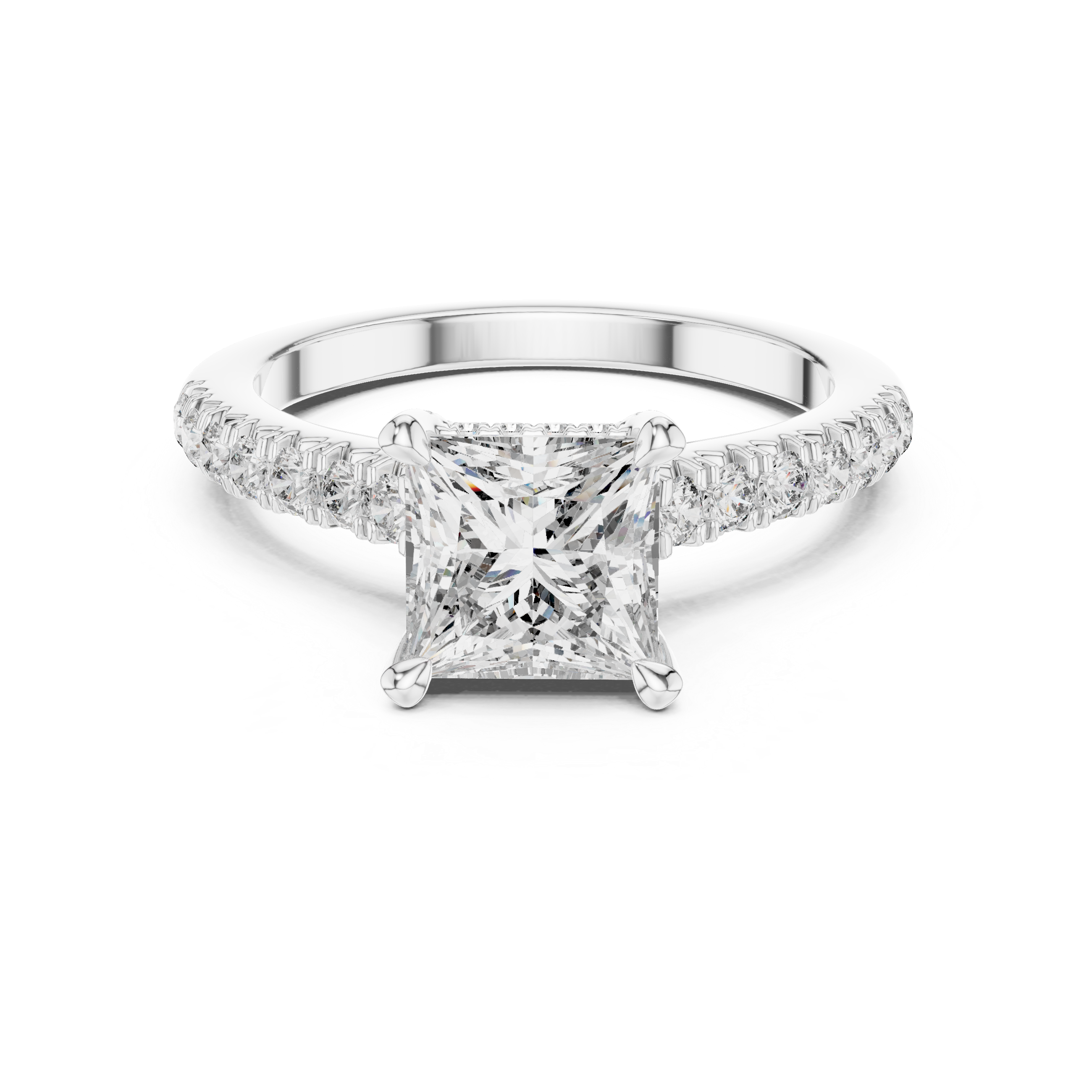 Princess Cut Diamond Solitaire with Pavé Band