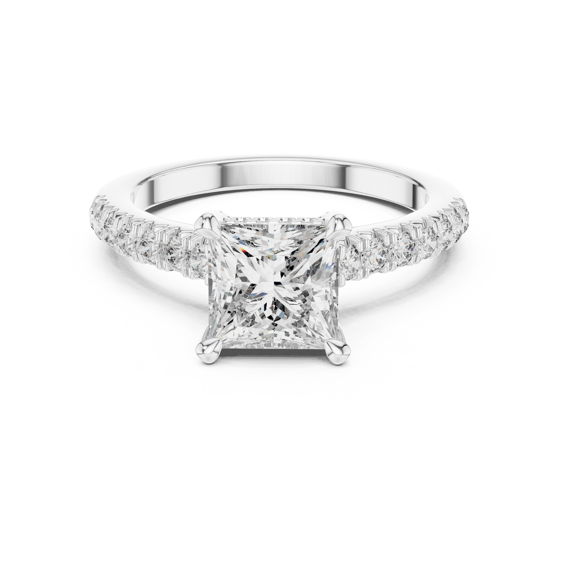 Princess Cut Diamond Solitaire with Pavé Band