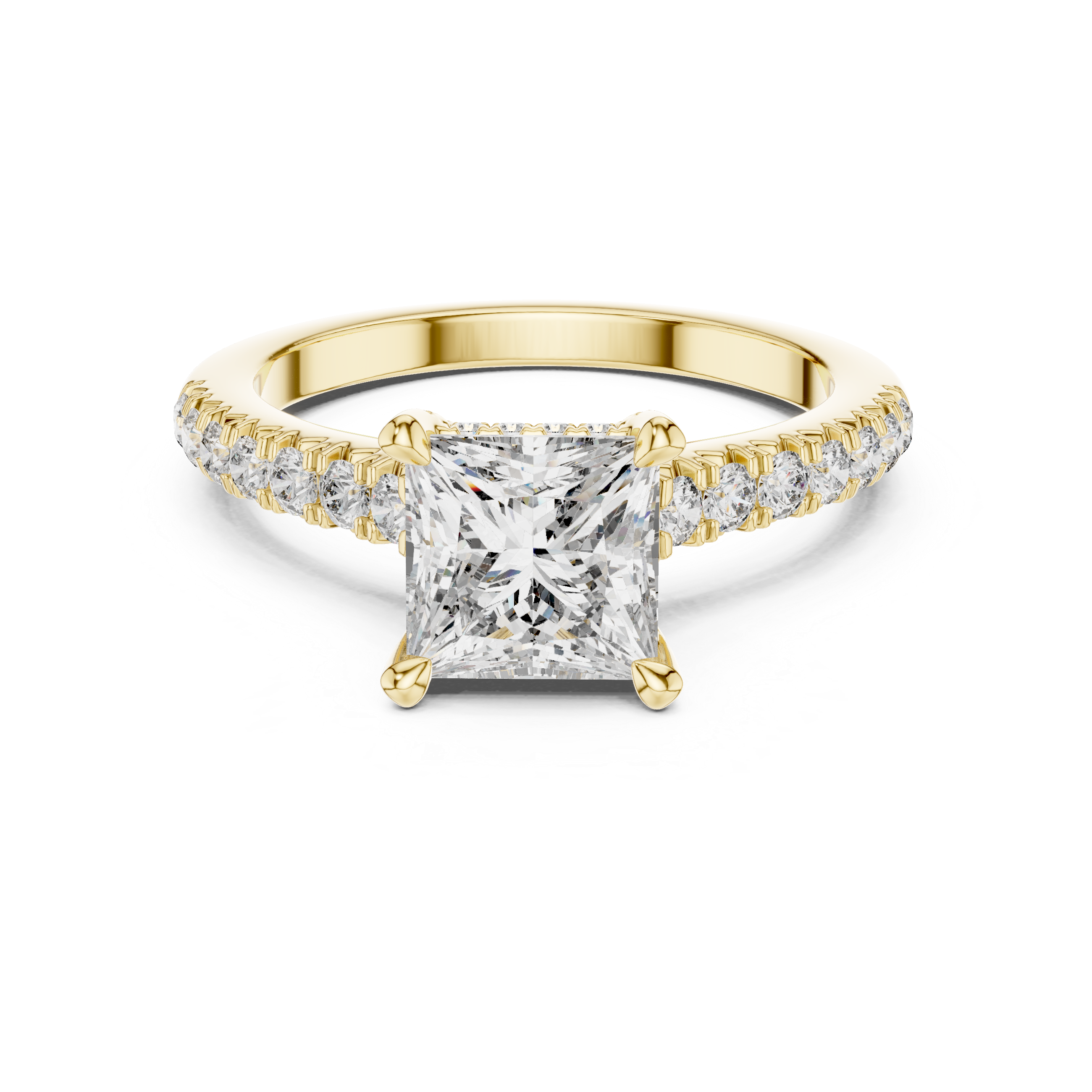 Princess Cut Diamond Solitaire with Pavé Band