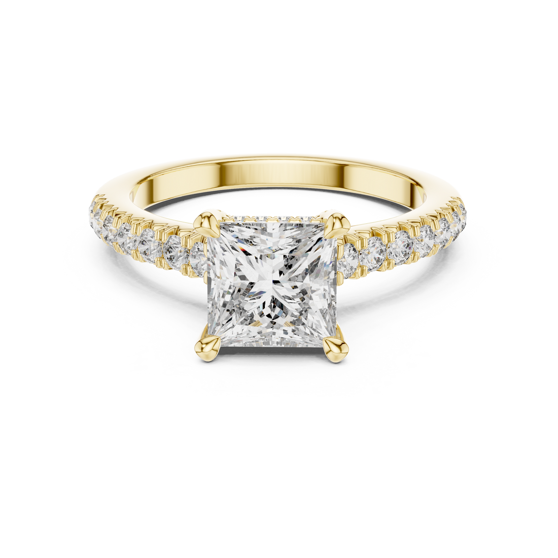 Princess Cut Diamond Solitaire with Pavé Band