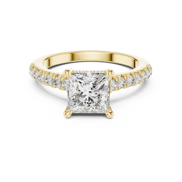 Princess Cut Diamond Solitaire with Pavé Band