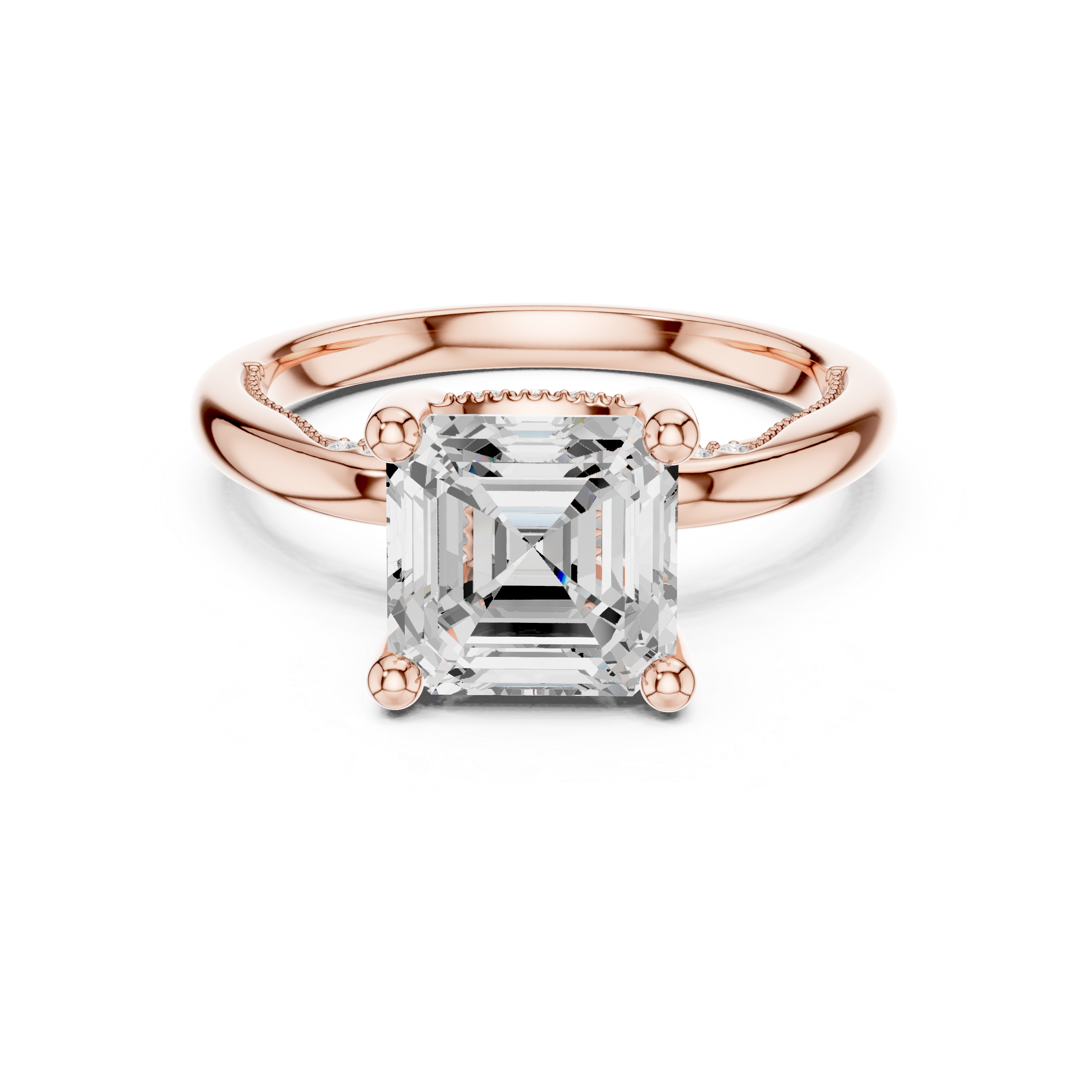 Sparkling Asscher Cut Diamond Engagement Ring with Hidden Pavé Accents close-up accent detail
