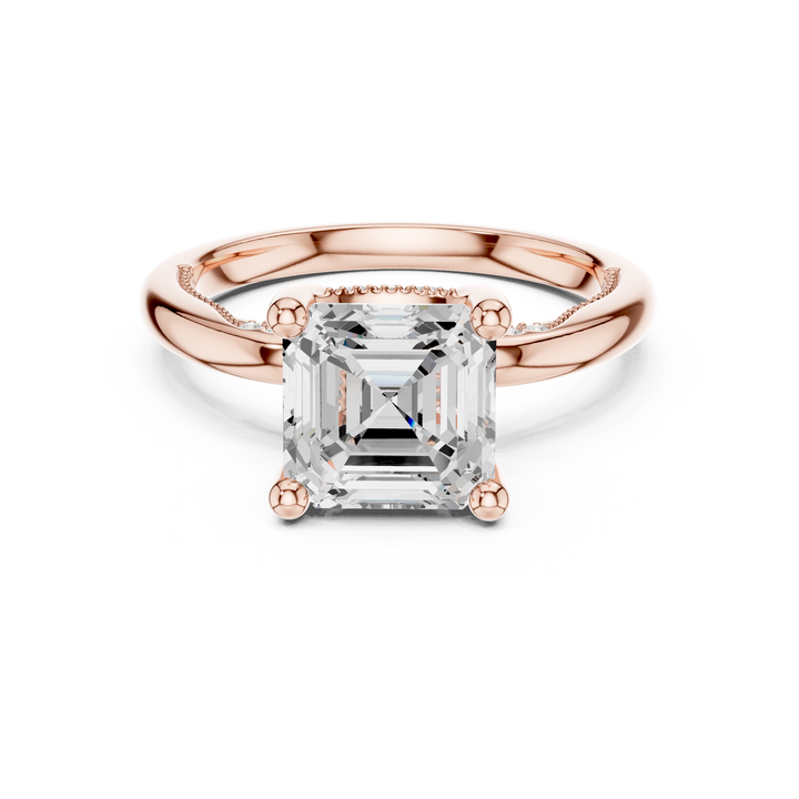 Sparkling Asscher Cut Diamond Engagement Ring with Hidden Pavé Accents close-up accent detail