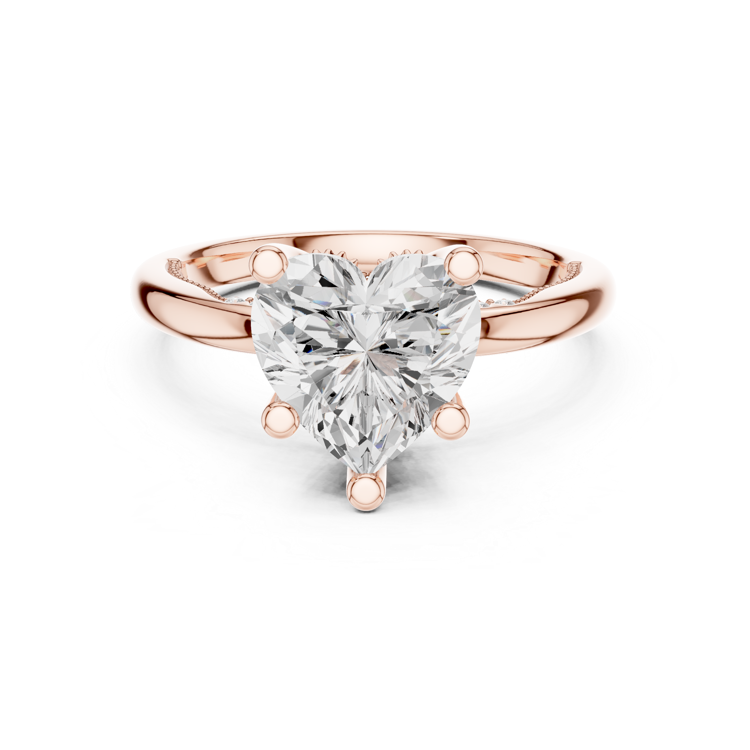 Sparkling Heart Cut Diamond Solitaire Engagement Ring with Hidden Accents close-up accent detail