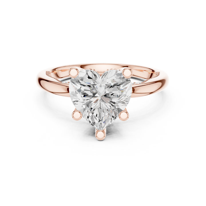 Sparkling Heart Cut Diamond Solitaire Engagement Ring with Hidden Accents close-up accent detail