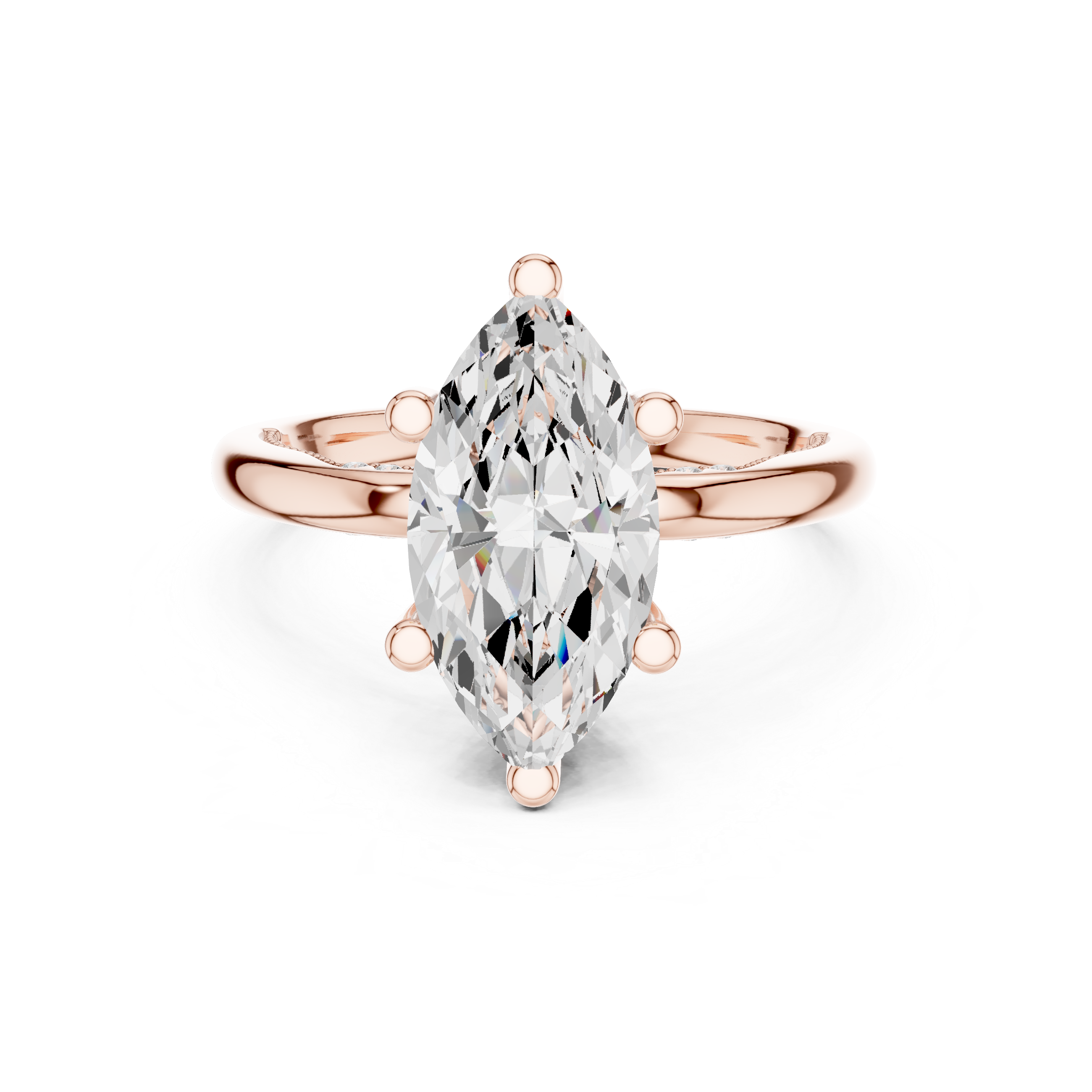 Sparkling Marquise Cut Diamond Engagement Ring with Hidden Pavé Accents close-up accent detail