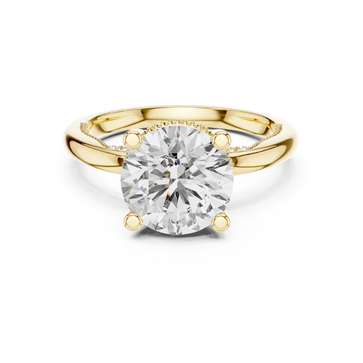 Round Brilliant Diamond Solitaire with Hidden Pavé Accent Engagement Ring