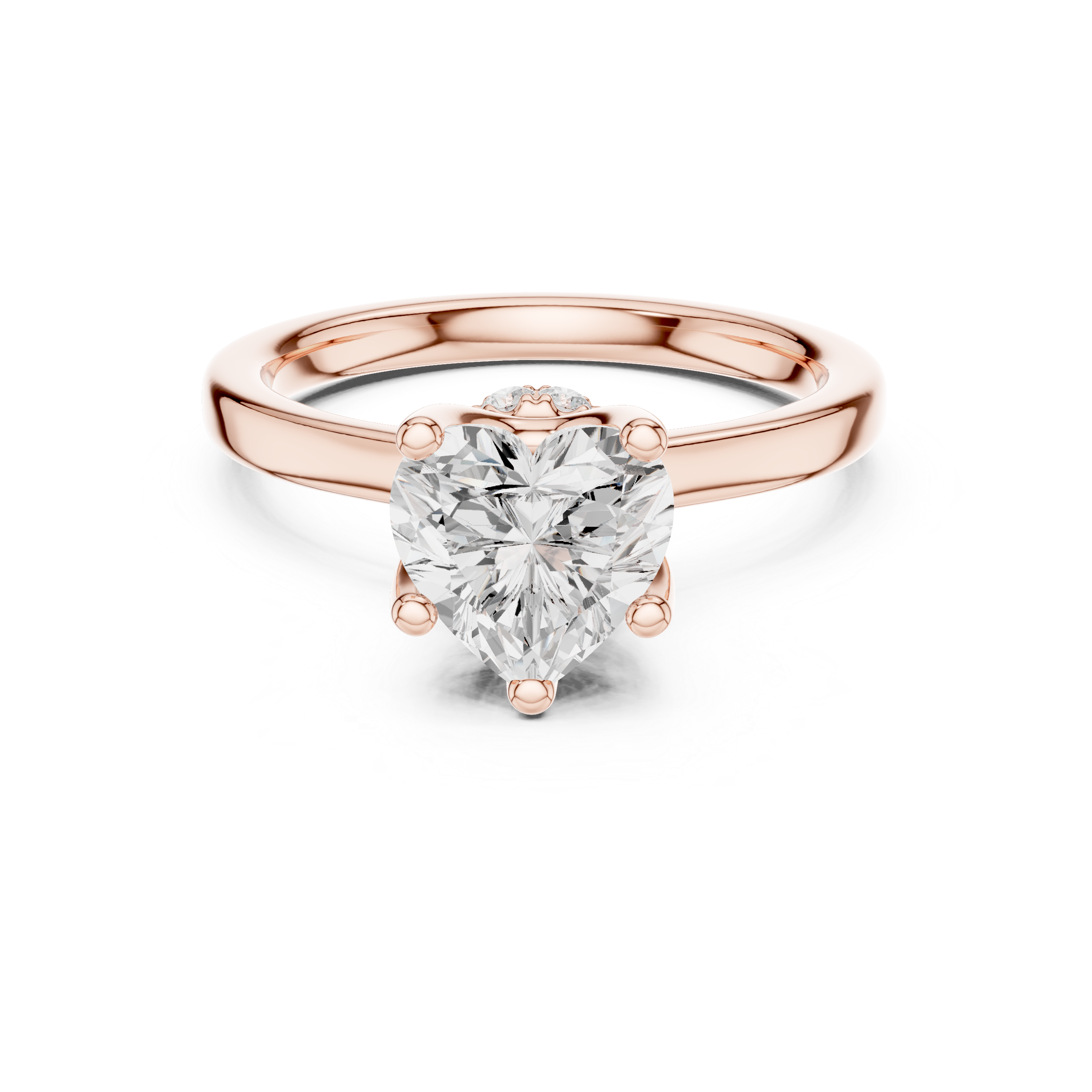 Sparkling Heart Cut Diamond Engagement Ring with Hidden Accent Diamonds close-up accent detail