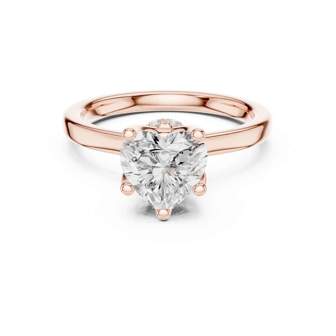 Sparkling Heart Cut Diamond Engagement Ring with Hidden Accent Diamonds close-up accent detail