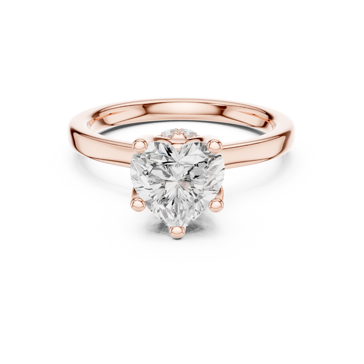 Sparkling Heart Cut Diamond Engagement Ring with Hidden Accent Diamonds close-up accent detail