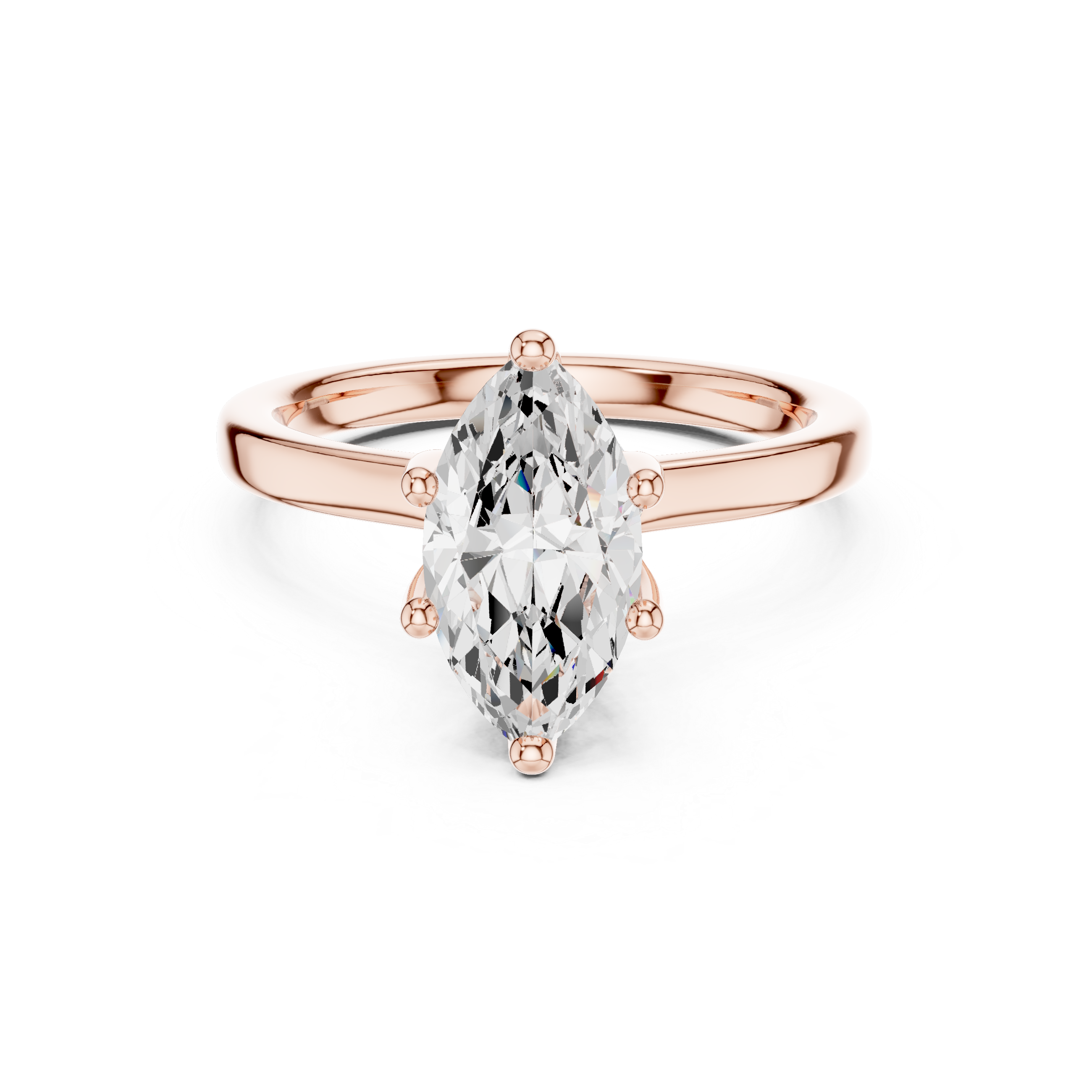 Sparkling Marquise Cut Diamond Solitaire Engagement Ring with Hidden Halo close-up accent detail