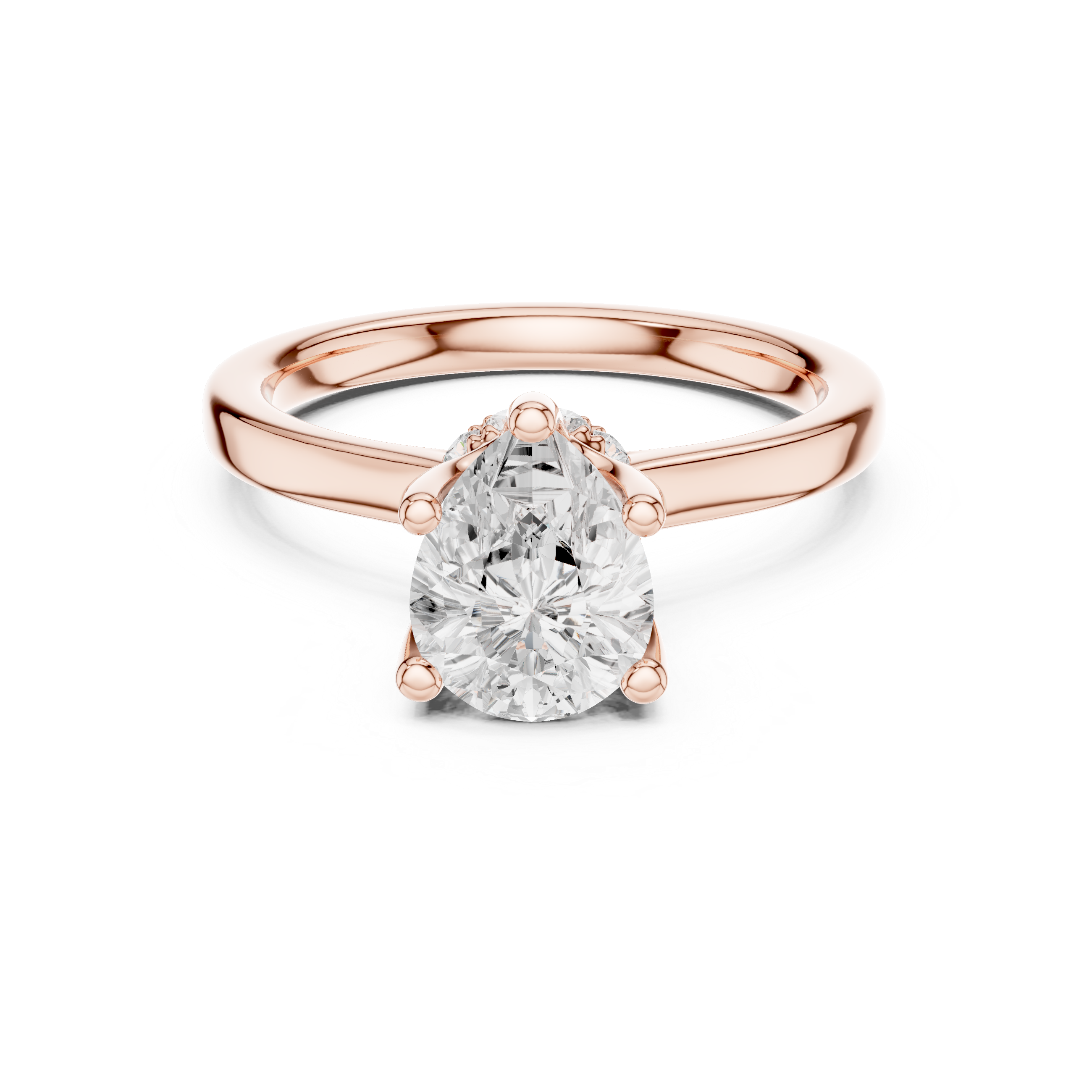 Sparkling Pear Cut Diamond Solitaire Engagement Ring with Hidden Accents close-up accent detail