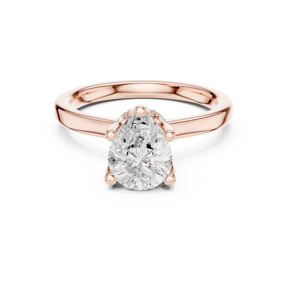 Sparkling Pear Cut Diamond Solitaire Engagement Ring with Hidden Accents close-up accent detail