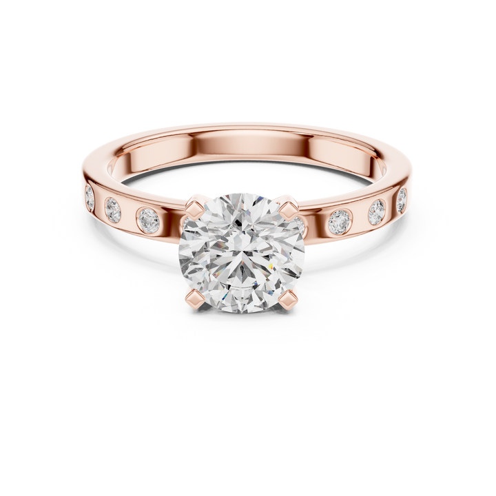 Round Cut Diamond Solitaire Ring with Bezel Set band