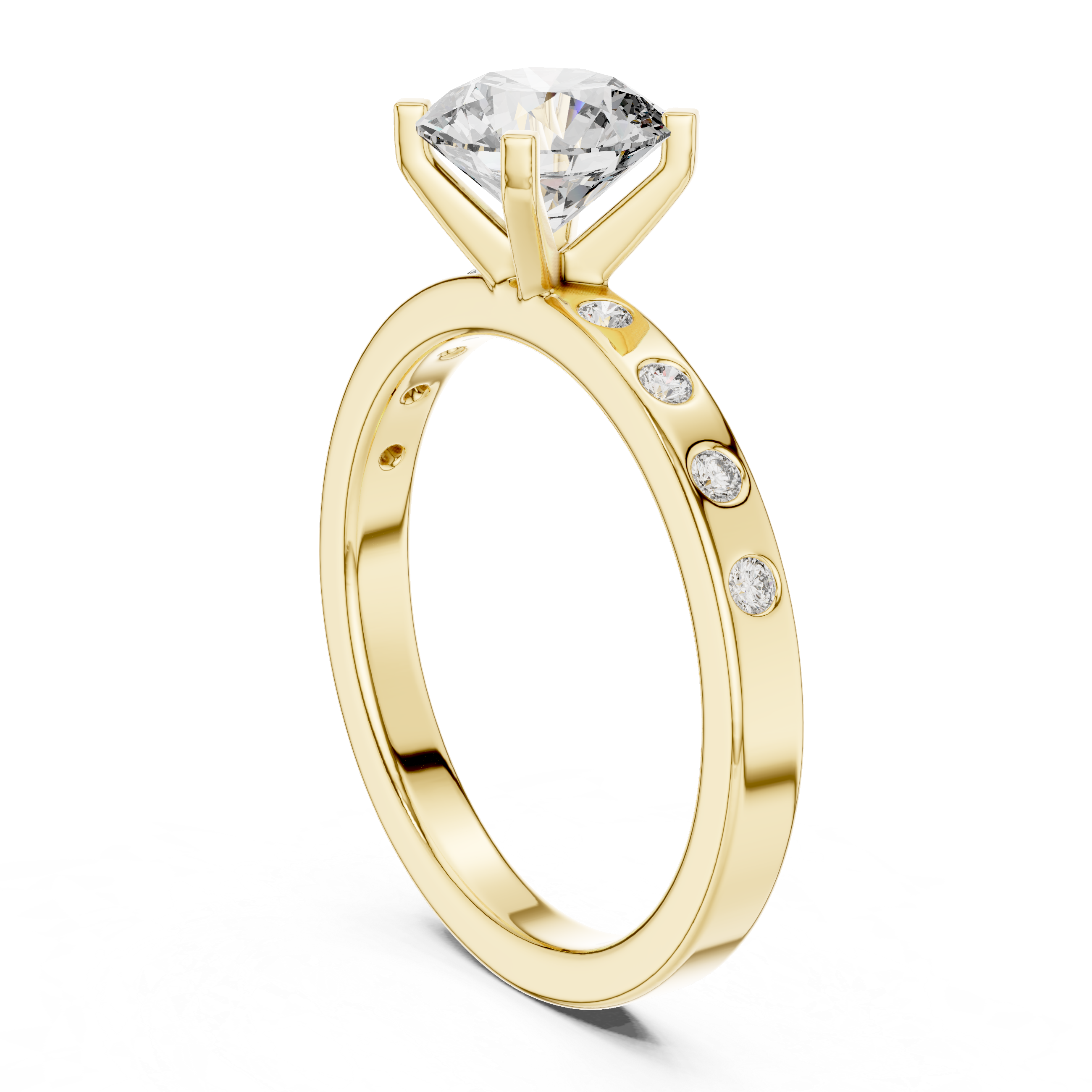 Round Cut Diamond Solitaire Ring with Bezel Set band