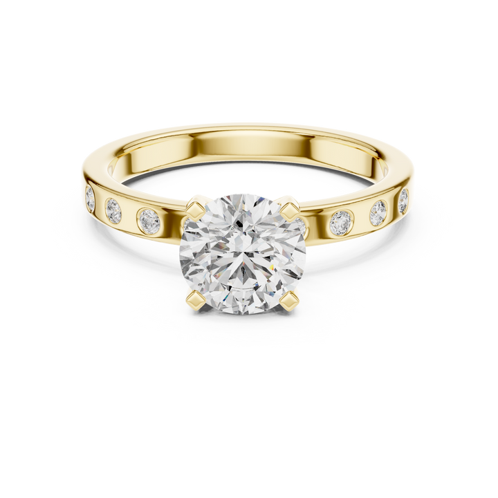 Round Cut Diamond Solitaire Ring with Bezel Set band