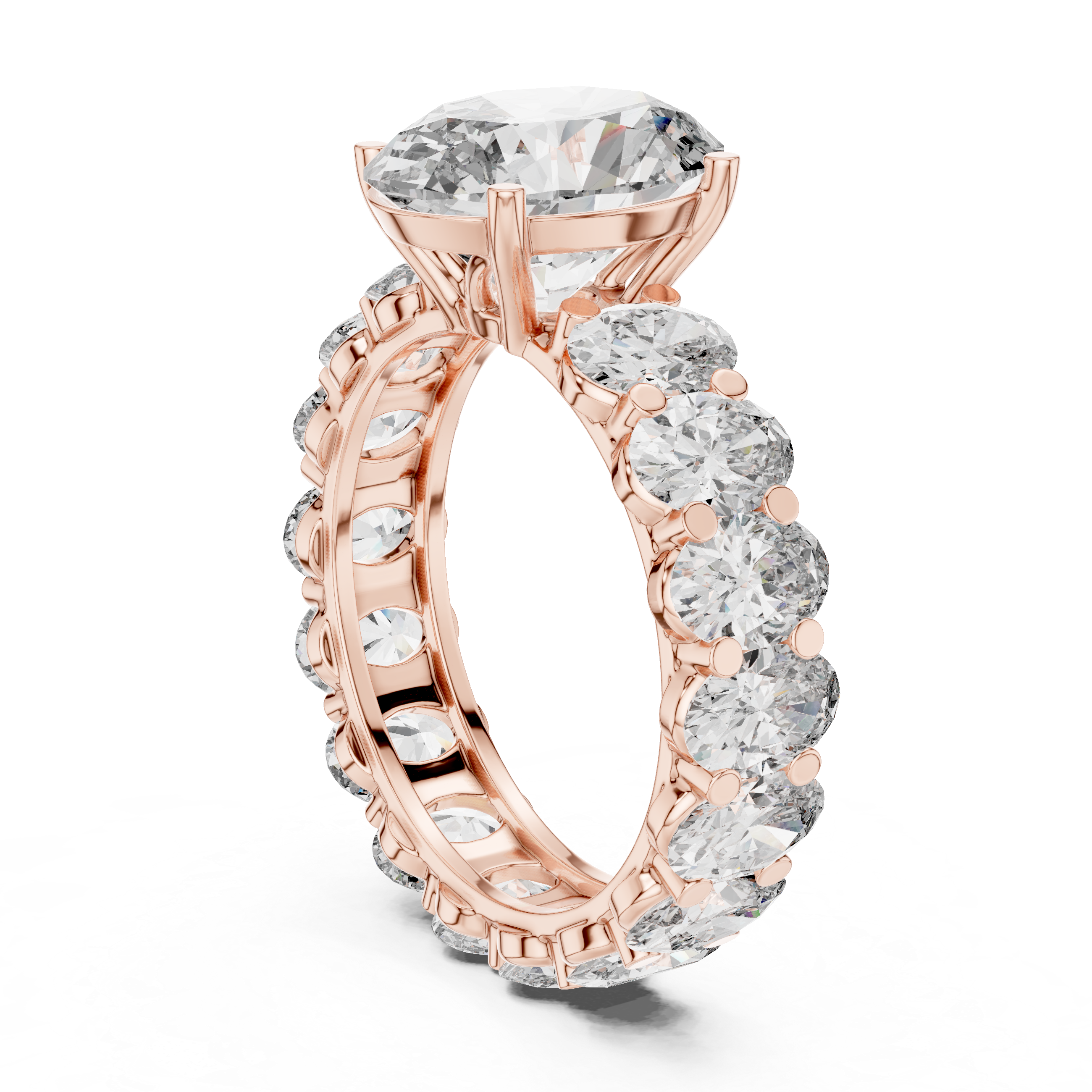 Oval Cut Diamond Eternity Ring with Oval Center Stone