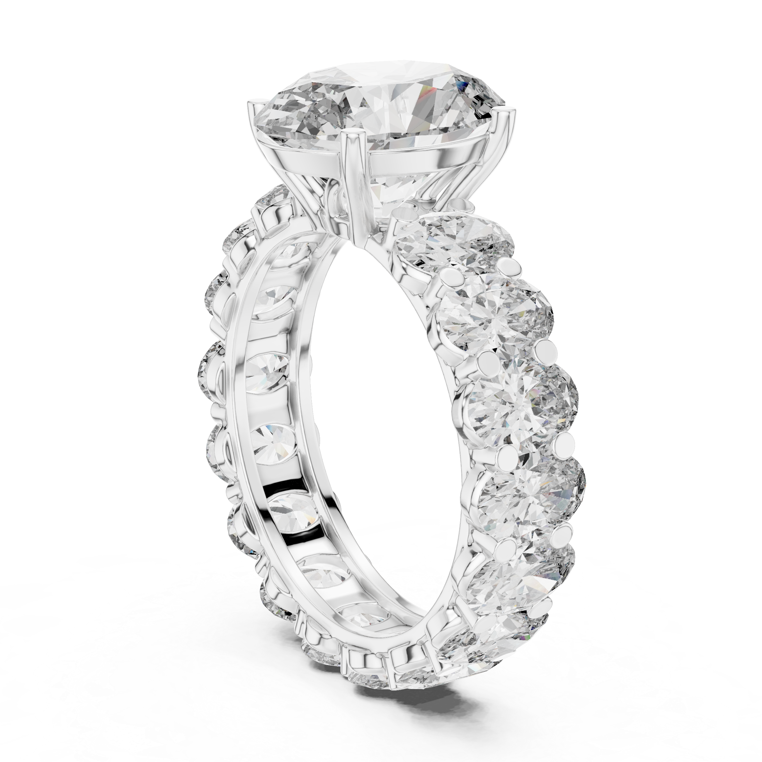Oval Cut Diamond Eternity Ring with Oval Center Stone