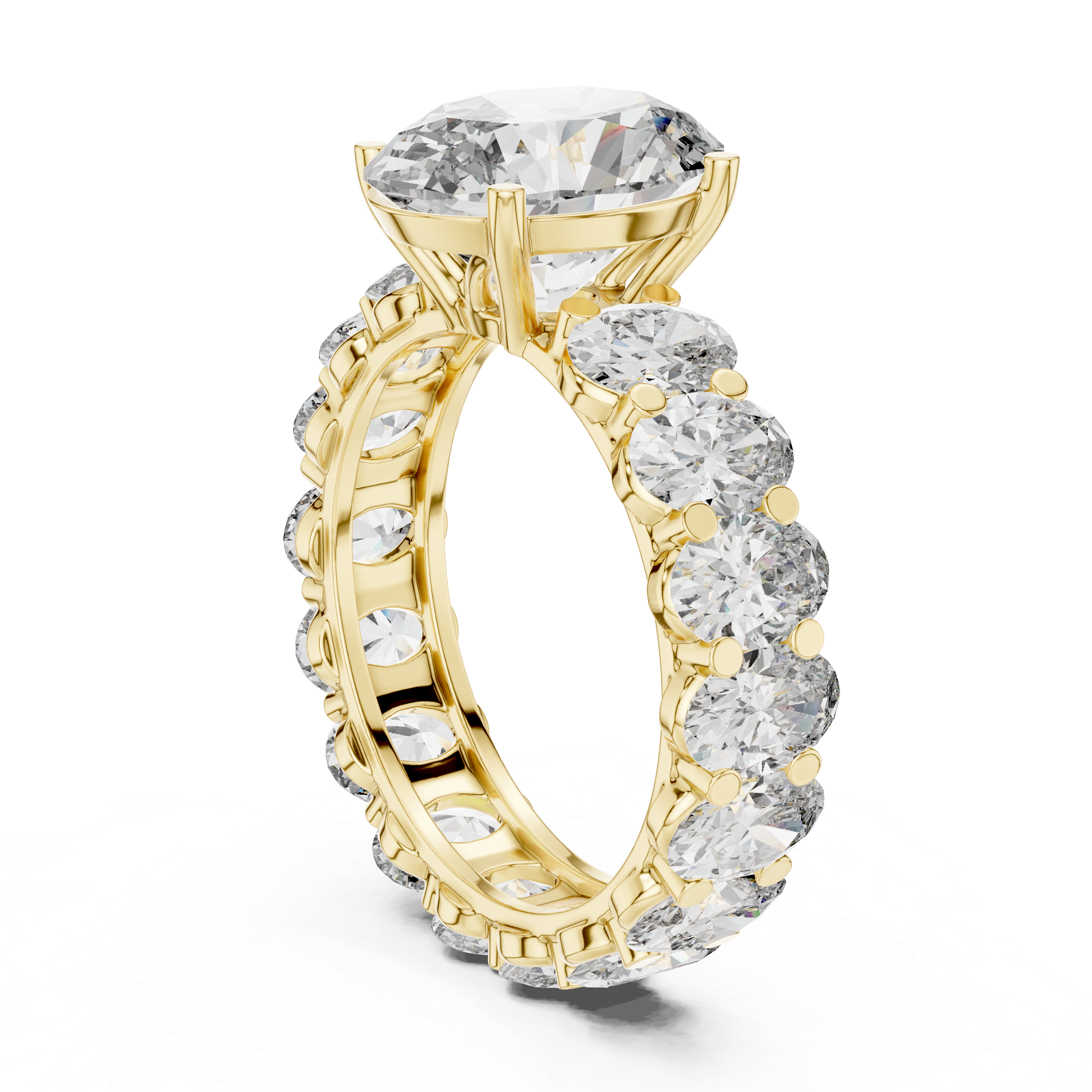 Oval Cut Diamond Eternity Ring with Oval Center Stone