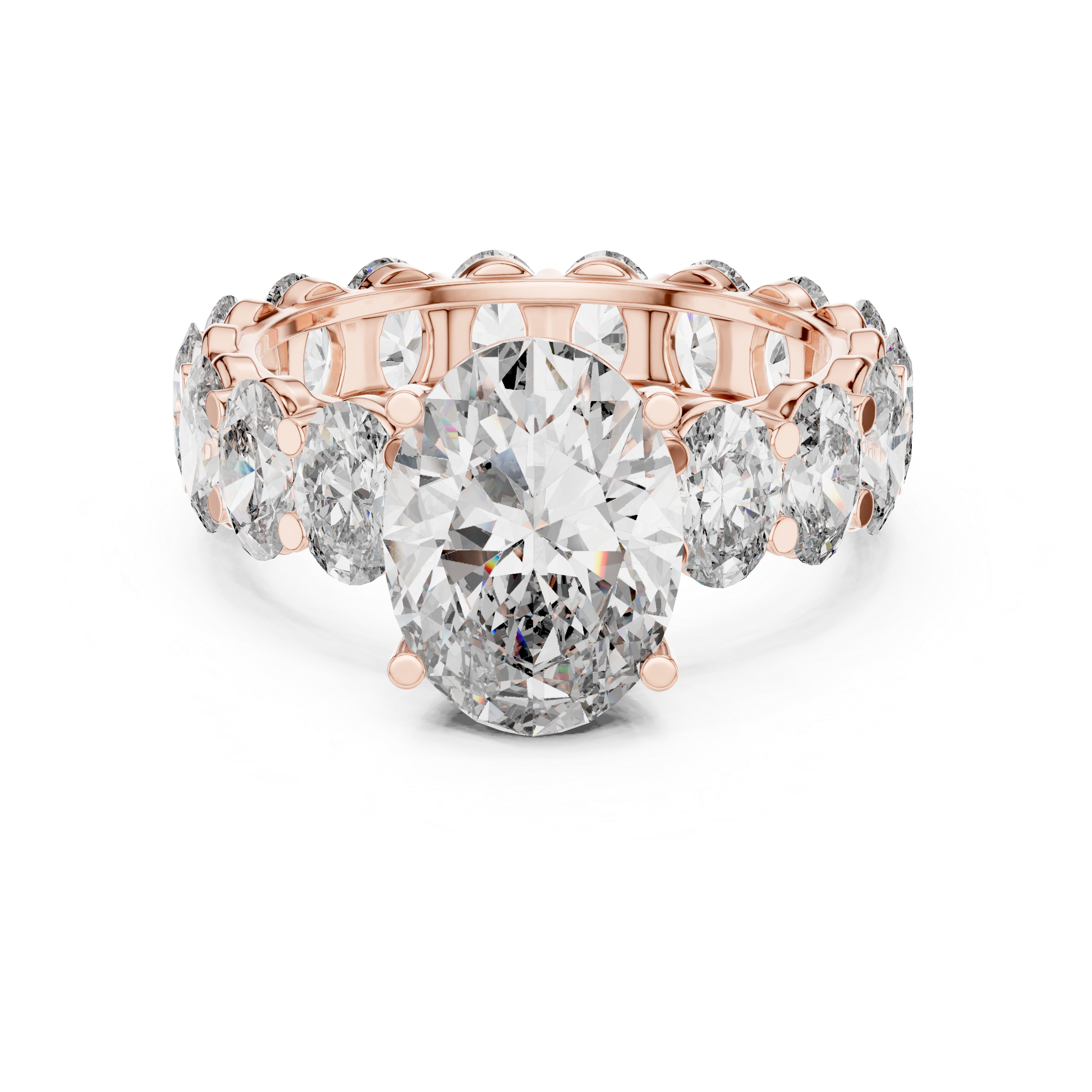 Oval Cut Diamond Eternity Ring with Oval Center Stone