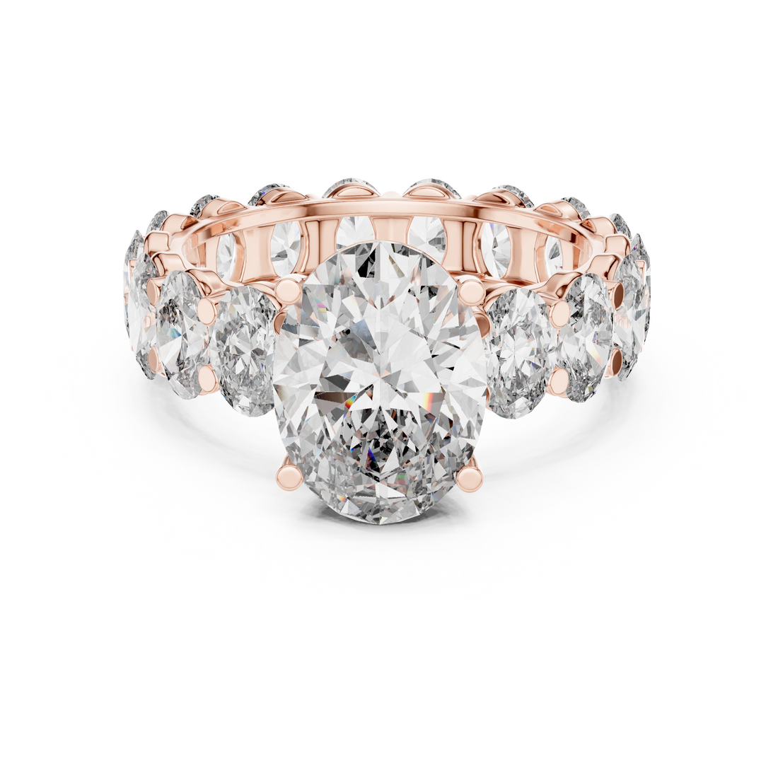 Oval Cut Diamond Eternity Ring with Oval Center Stone